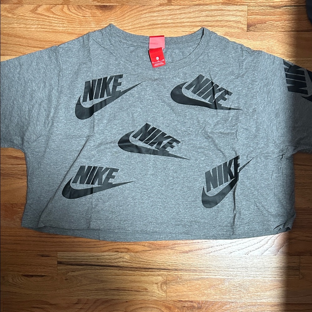 Nike Women Black and Gray Nike Logo Crop Top